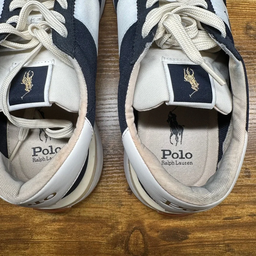 Polo Ralph Lauren Train 89 Navy White Suede Leather Sneakers Mens 12 PP-SK-LTL